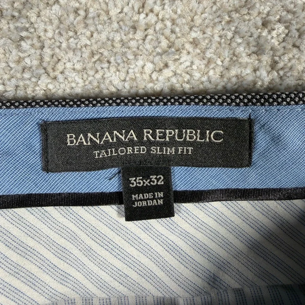Banana‎ Republic Dress Pants Mens 35x32 Grey Tailored Slim Fit 100% Wool READ